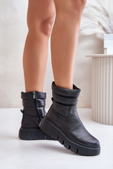 Zazoo 60512 Bottines femme en cuir naturel Au Château réchauffer avec du feutre couleur noire 2