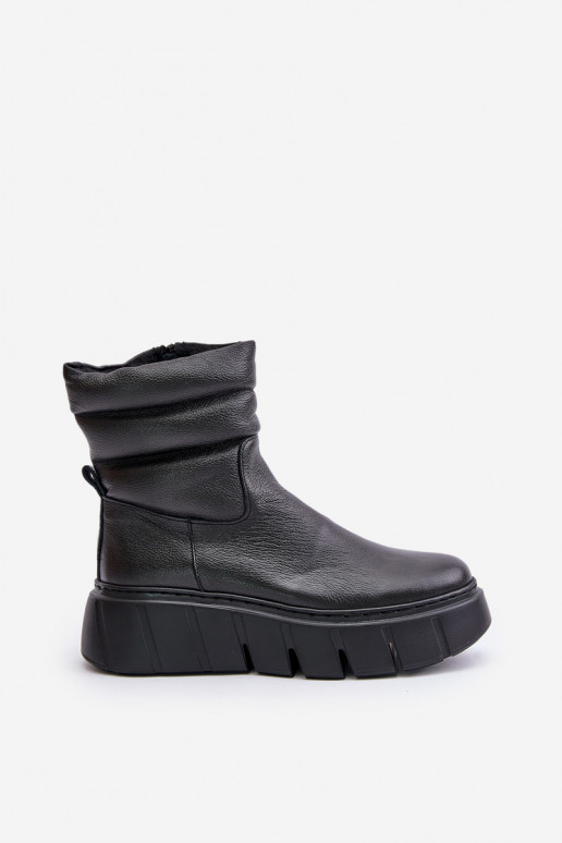 Zazoo 60512 Bottines femme en cuir naturel Au Château réchauffer avec du feutre couleur noire