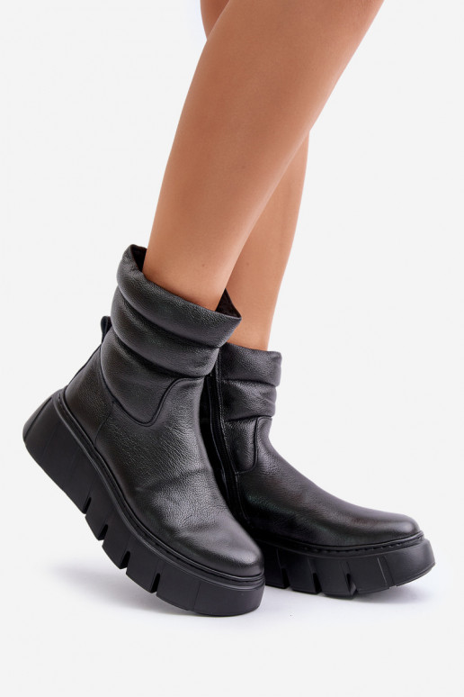 Zazoo 60512 Bottines femme en cuir naturel Au Château réchauffer avec du feutre couleur noire