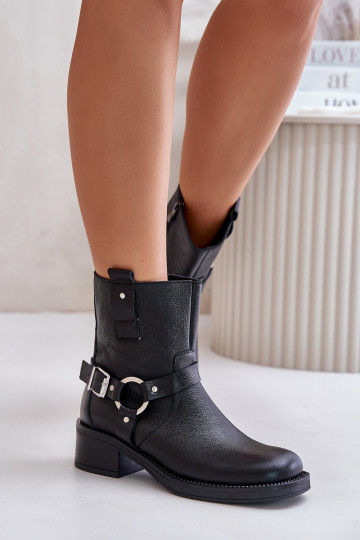 Zazoo 60480 bottines en cuir isolées à petit talon, couleur noire 2