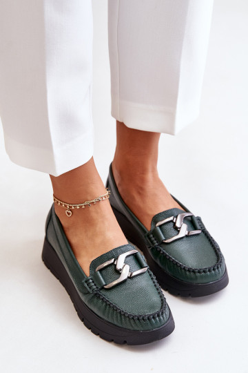 Zazoo 10141 Haut Mokassins mit einer Plattform mit Ornamenten Khaki-Farbe-Farbe