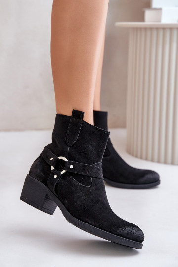 Zazoo 60477 en daim réchauffer Bottes avec des talons couleur noire 2