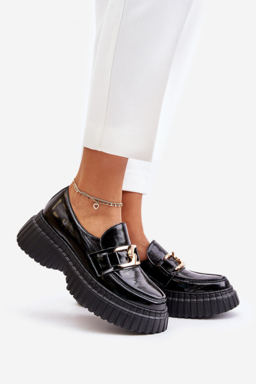 Zazoo 20176 mit Lackeffekt Schuhe Mokassins für Damen Aus Ermöglichtturleder schZuarze Farbe