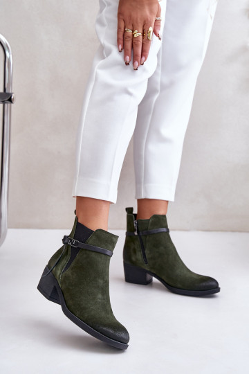 Zazoo 60478 bottines en daim isolées avec talons et compensé, couleur kaki 2