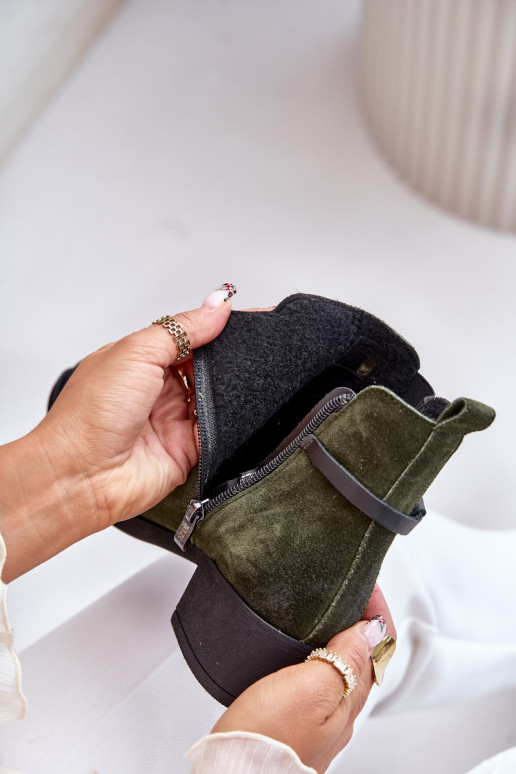 Zazoo 60478 Suede schoenen met hakken opInarmen Vastgemaakt Opar het kasteel kaki kleuren