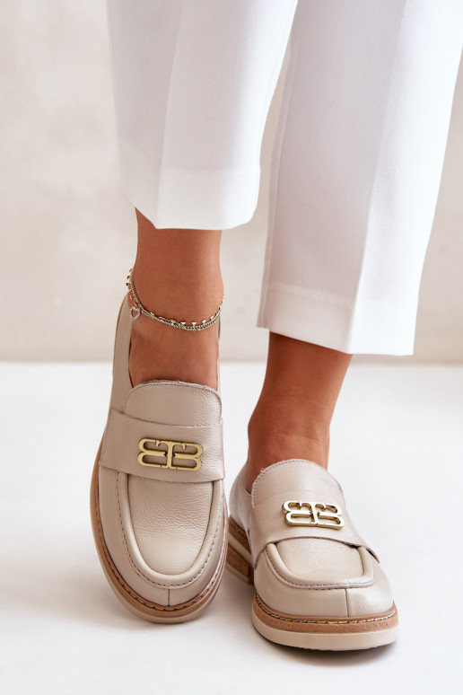 Zazoo 20174 Leer Elegante stijl schoenen Dames met brede hakken beige Zazoo 20174 Leer Elegante stijl schoenen Dames met brede hakken beige