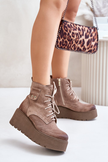 Zazoo 60499 en daim Féminin Bottes avec une plateforme I Koturnie réchauffer beige 2