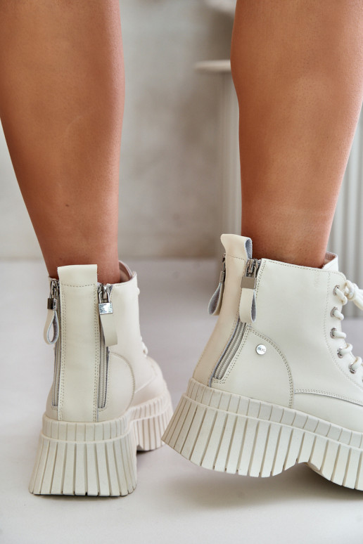 opInarmen Leer Laarzen schoenen met trendy massieve zolen GOE OO2N4127ivoor