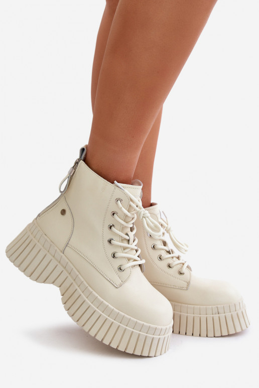 sich Zuarm laufen Haut Stiefel Schuhe mit modischer Es mussssivsohle GOE OO2N4127elfenbeinfarbe