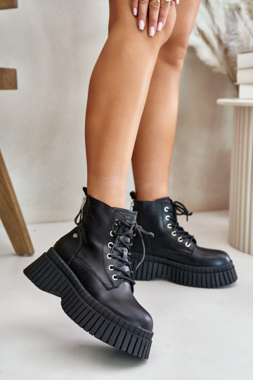 opInarmen Leer Laarzen schoenen met trendy massieve zolen GOE OO2N4126 zInart 2
