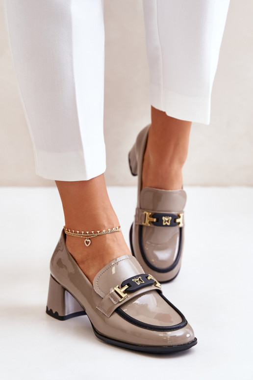 mit Lackeffekt Schuhe Feminin mit Absätzen mit Ornamenten Artiker 55C1054 Beige mit Lackeffekt Schuhe Feminin mit Absätzen mit Ornamenten Artiker 55C1054 Beige