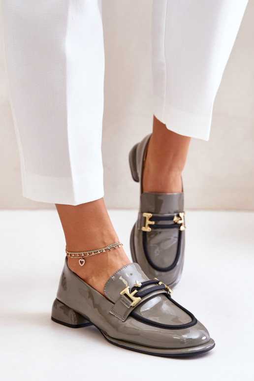 met lakeffect schoenen Dames Op Klok met ornamenten Artiker 55C0412 grijs