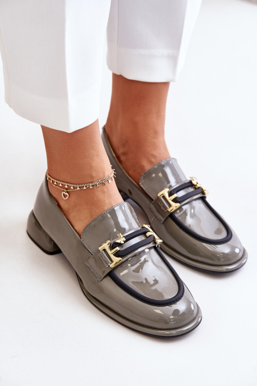 mit Lackeffekt Schuhe Feminin Klocke mit Ornamenten Artiker 55C0412 graue Farbe mit Lackeffekt Schuhe Feminin Klocke mit Ornamenten Artiker 55C0412 graue Farbe