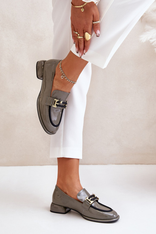 met lakeffect schoenen Dames Op Klok met ornamenten Artiker 55C0412 grijs