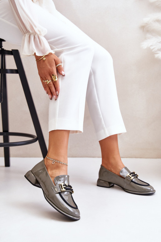 mit Lackeffekt Schuhe Feminin Klocke mit Ornamenten Artiker 55C0412 graue Farbe mit Lackeffekt Schuhe Feminin Klocke mit Ornamenten Artiker 55C0412 graue Farbe