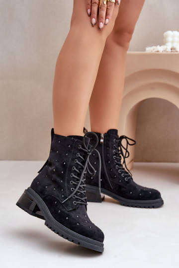 Décoré Bottines de travail Féminin réchauffer D&A MR880-017 couleur noire