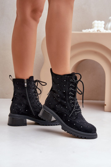 Décoré Bottines de travail Féminin réchauffer D&A MR880-017 couleur noire 2