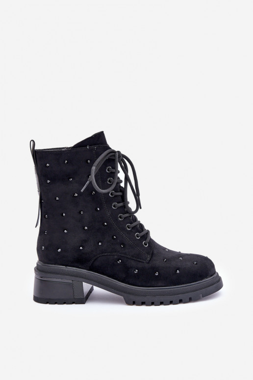 Décoré Bottines de travail Féminin réchauffer D&A MR880-017 couleur noire Décoré Bottines de travail Féminin réchauffer D&A MR880-017 couleur noire