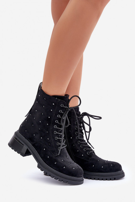 Décoré Bottines de travail Féminin réchauffer D&A MR880-017 couleur noire Décoré Bottines de travail Féminin réchauffer D&A MR880-017 couleur noire