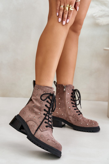 Décoré Bottines de travail Féminin réchauffer D&A MR880-017 couleur argile 2