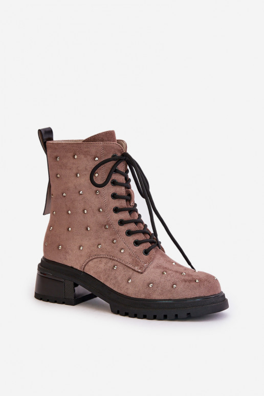 Versierd Enkellaarsjes voor Inerknemers Dames opInarmen D&A MR880-017 klei kleuren