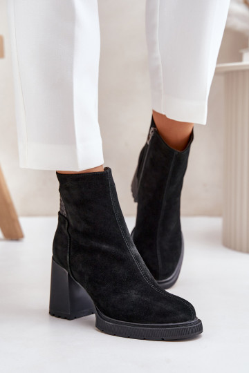 en daim Bottes chaudes sur le talon D&A CR42-106 couleur noire 2