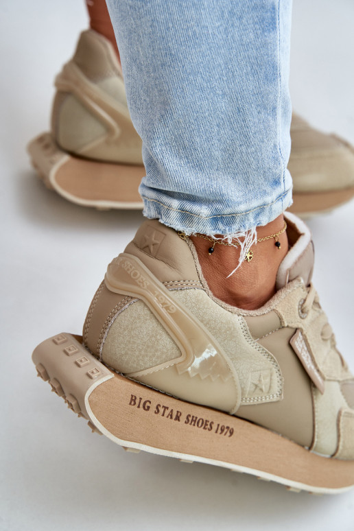 Leer Sneakers model schoenen Dames Big Star OO274564 Hi-Poly System beige