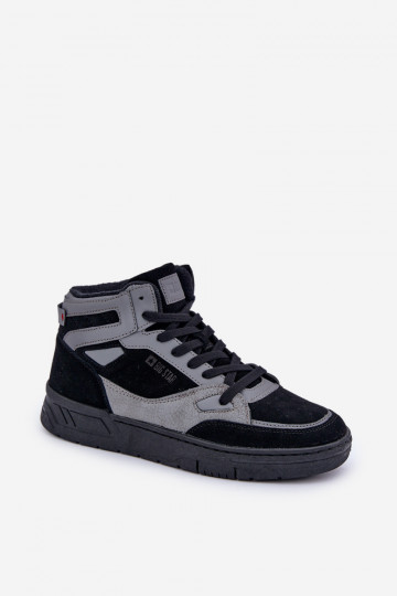 Chaussures en daim de style sportif pour hommes Big Star OO174303 Hi-Poly System noires et grises