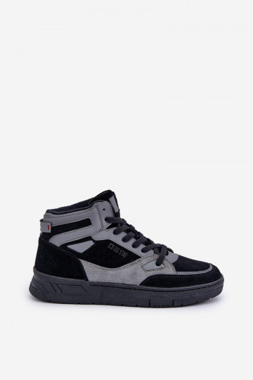 Suède sportieve schoenen voor heren Big Star OO174303 Hi-Poly System zwart en grijs 2