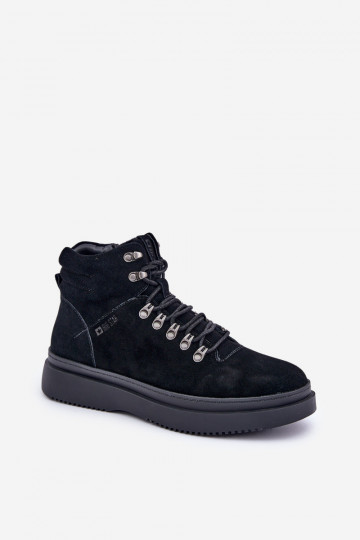 Suède warme heren schoenen Big Star OO174187 zwarte kleur