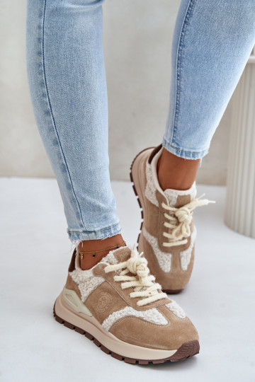 opInarmen Sneakers model schoenen Dames Leer Big Star OO274A317 HI-POLY SYSTEM beige