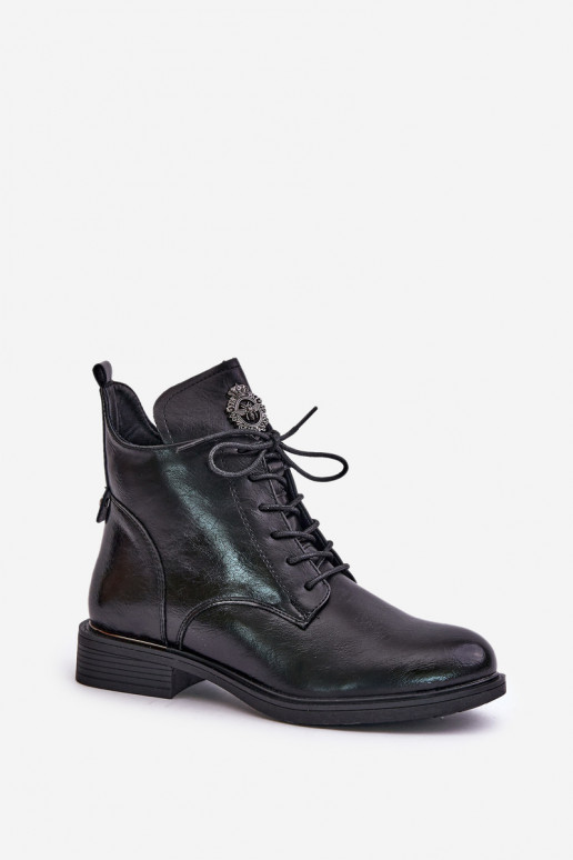 réchauffer Bottes avec des talons larges avec des ornements couleur noire Leonise réchauffer Bottes avec des talons larges avec des ornements couleur noire Leonise