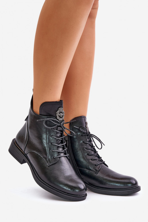 réchauffer Bottes avec des talons larges avec des ornements couleur noire Leonise réchauffer Bottes avec des talons larges avec des ornements couleur noire Leonise