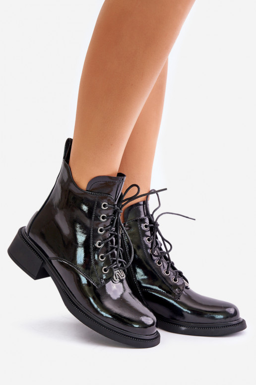 Peau avec effet vernis Bottes avec échauffement couleur noire Bellani Peau avec effet vernis Bottes avec échauffement couleur noire Bellani