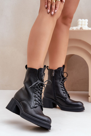 Bottines chaudes en cuir naturel pour femmes Vinceza 66671 couleur noire