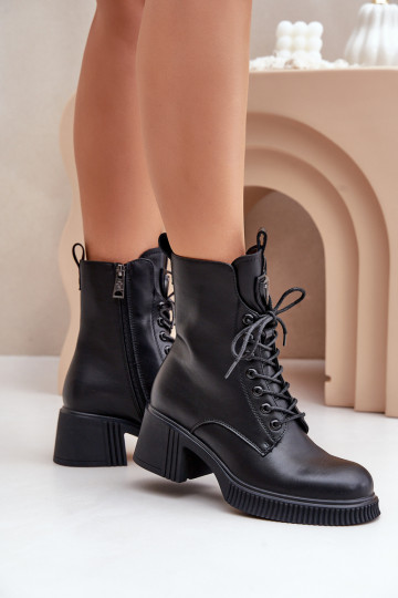 Bottines chaudes en cuir naturel pour femmes Vinceza 66671 couleur noire 2