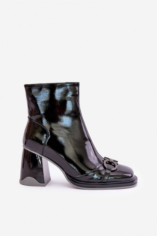 mit Lackeffekt INarme Stiefel mit Absatz mit Ornamenten D&A MR880-021 schZuarze Farbe mit Lackeffekt INarme Stiefel mit Absatz mit Ornamenten D&A MR880-021 schZuarze Farbe