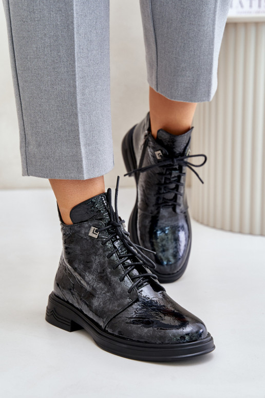 Peau avec effet vernis Bottes pour femmes réchauffer Au Château D&A LZ42-042 Noir et-couleur grise Peau avec effet vernis Bottes pour femmes réchauffer Au Château D&A LZ42-042 Noir et-couleur grise