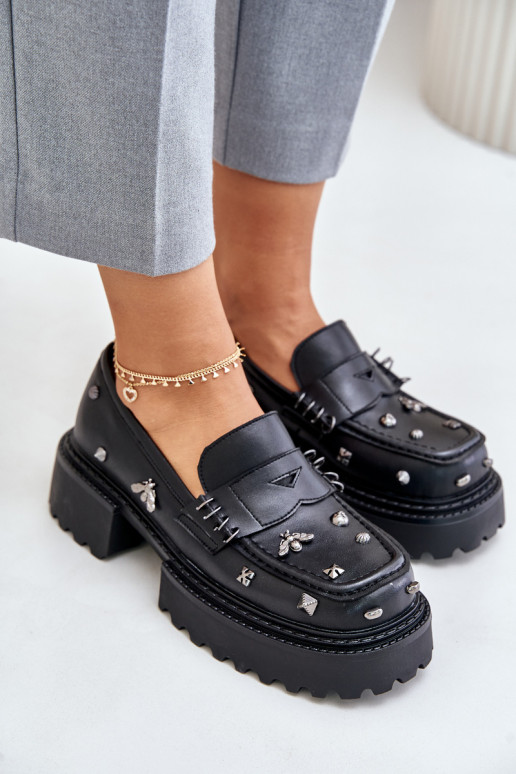 Peau chaussures Féminin avec de beaux détails D&A MR880-102 couleur noire Peau chaussures Féminin avec de beaux détails D&A MR880-102 couleur noire