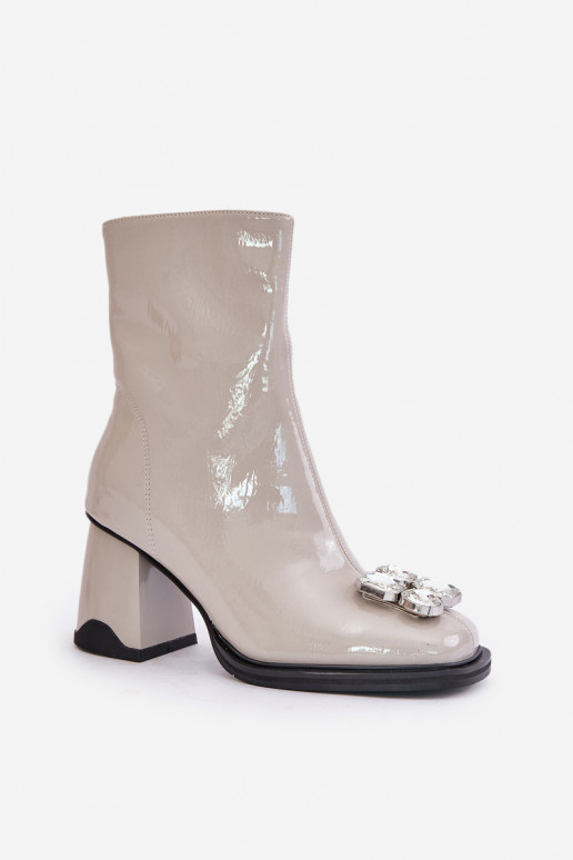 avec effet vernis Bottes pour femmes avec des ornements D&A MR880-019 couleur grise