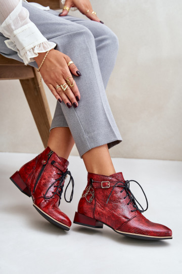 Feminin Haut mit Lackeffekt Stiefel SchuhZuerk Es mussciejka 5743A-08 rote Farbe