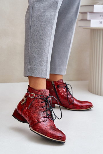 Dames Leer met lakeffect Laarzen Schoenen Het heeftciejka 5743A-08 rood 2