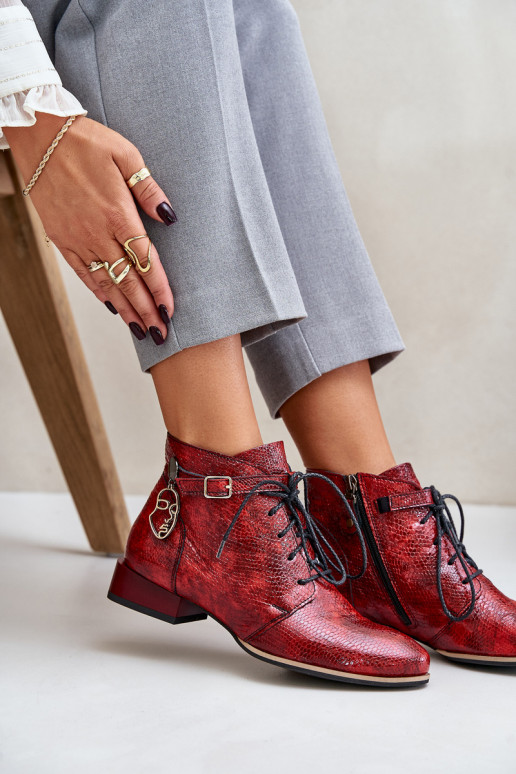 Dames Leer met lakeffect Laarzen Schoenen Het heeftciejka 5743A-08 rood Dames Leer met lakeffect Laarzen Schoenen Het heeftciejka 5743A-08 rood