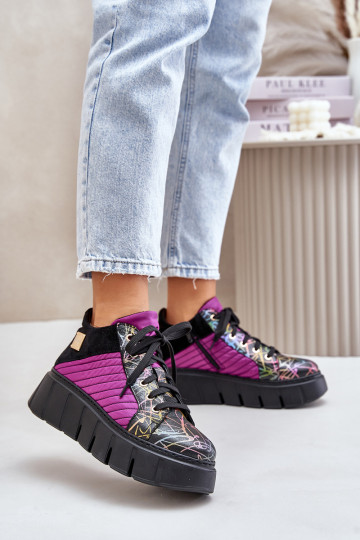 Baskets en cuir de style sportif avec plateforme Tai Turiciejka 06767-15, couleur rose 2
