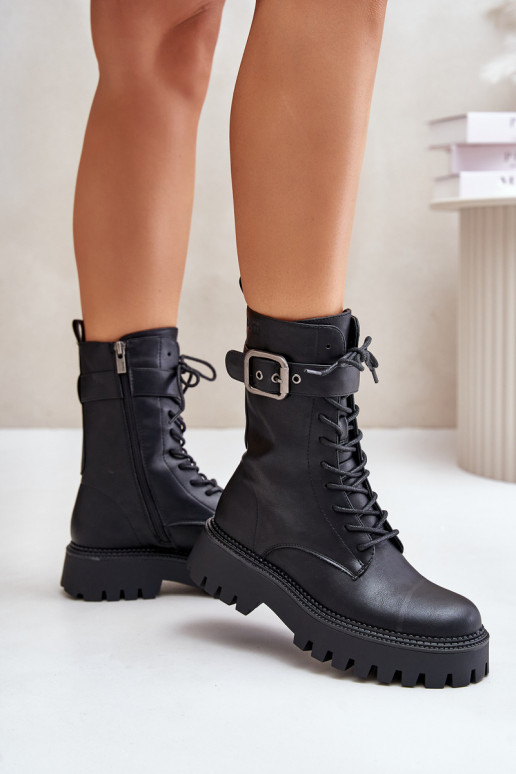 réchauffer Bottines de travail avec boucles Big Star OO274137 couleur noire