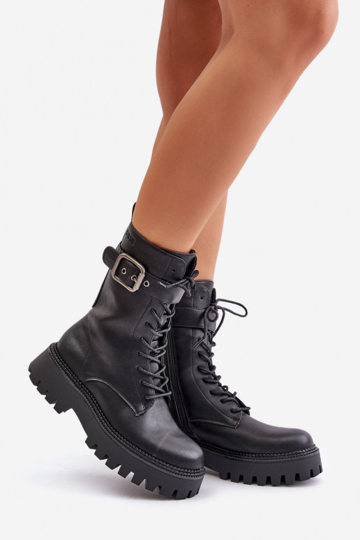 réchauffer Bottines de travail avec boucles Big Star OO274137 couleur noire