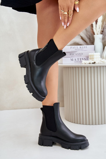 réchauffer Un modèle convaincant bottes élégantes en cuir écologique Big Star MM274071 couleur noire