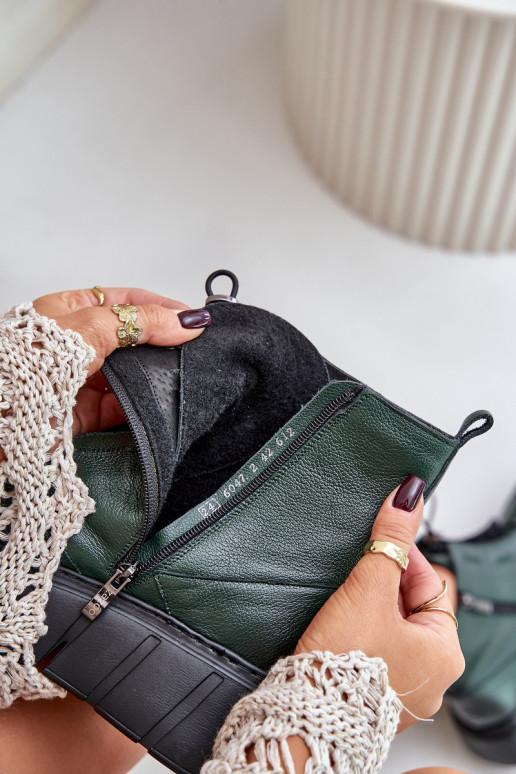 Zazoo 60472 Haut Stiefel mit einer Plattform I Koturnie Khaki-Farbe-Farbe