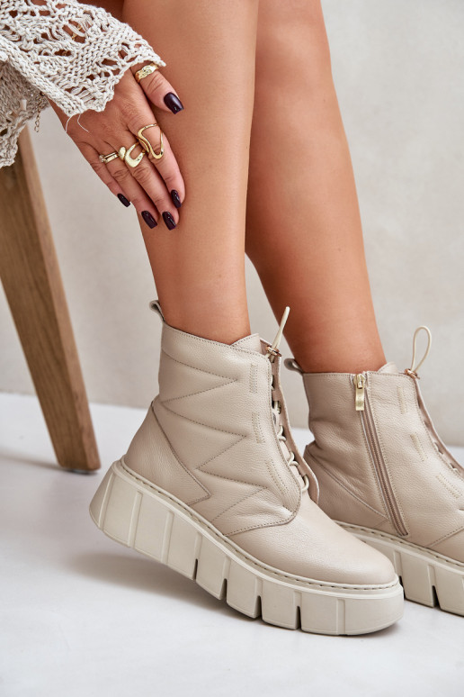 Zazoo 60472 Peau Bottes avec une plateforme I Koturnie beige Zazoo 60472 Peau Bottes avec une plateforme I Koturnie beige