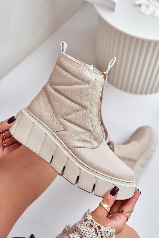 Zazoo 60472 Peau Bottes avec une plateforme I Koturnie beige Zazoo 60472 Peau Bottes avec une plateforme I Koturnie beige